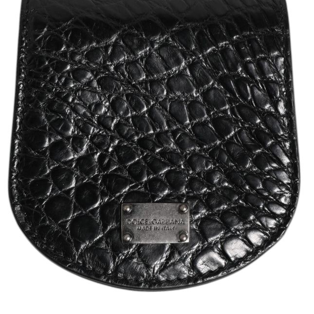 Dolce & Gabbana Black Exotic Skin Coin Condom Case Holder Pocket Wallet