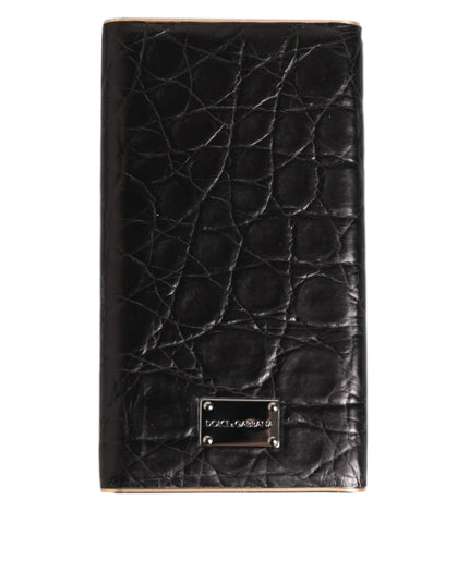 Dolce & Gabbana Black Leather Exotic Skin 3000mAh Power Bank Charger USB