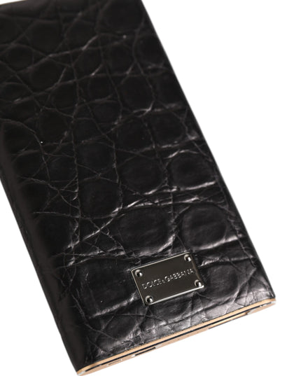 Dolce & Gabbana Black Leather Exotic Skin 3000mAh Power Bank Charger USB