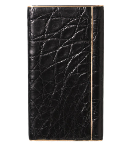 Dolce & Gabbana Black Leather Exotic Skin 3000mAh Power Bank Charger USB