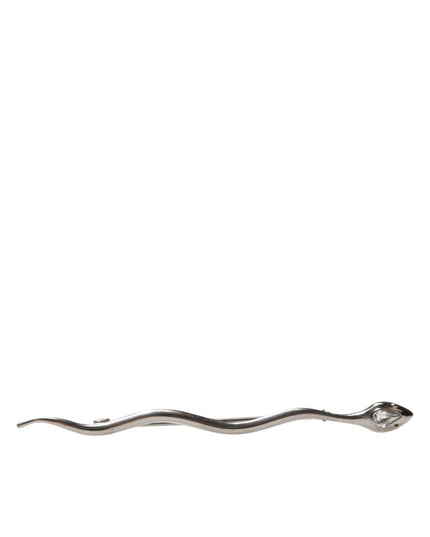 Dolce & Gabbana Silver Brass Crystal Spilla Serpente Mens Brooch Pin