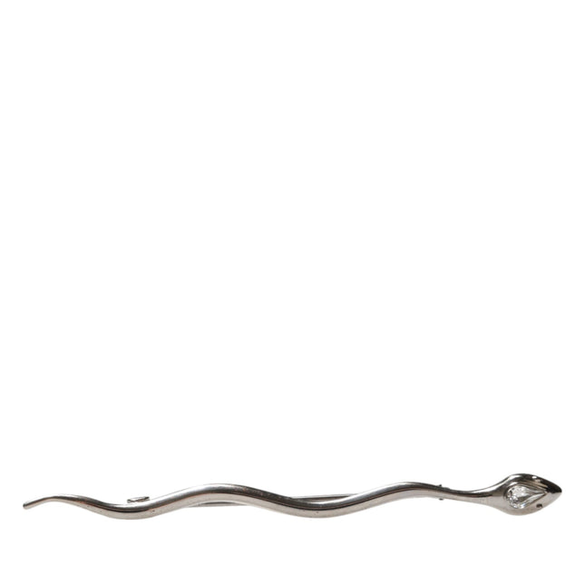Dolce & Gabbana Silver Brass Crystal Spilla Serpente Mens Brooch Pin