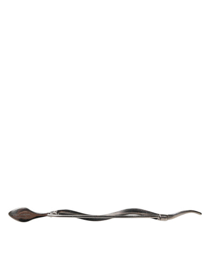 Dolce & Gabbana Silver Brass Crystal Spilla Serpente Mens Brooch Pin