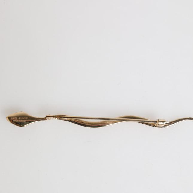 Dolce & Gabbana Gold Brass Red Crystal Spilla Serpente Mens Brooch Pin