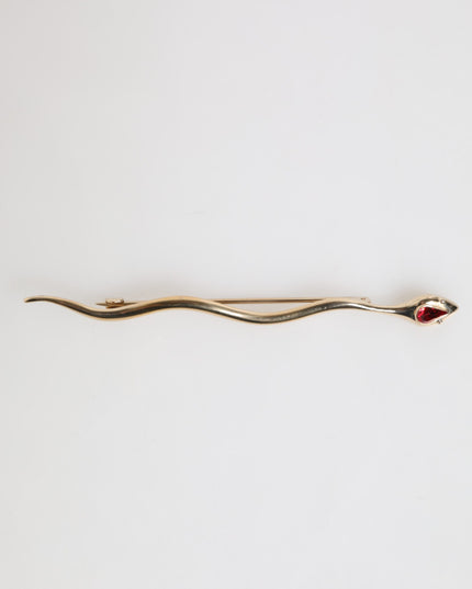 Dolce & Gabbana Gold Brass Red Crystal Spilla Serpente Mens Brooch Pin