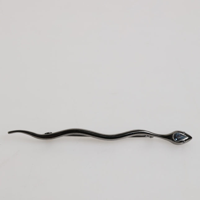 Dolce & Gabbana Black Brass Crystal Spilla Serpente Mens Brooch Pin