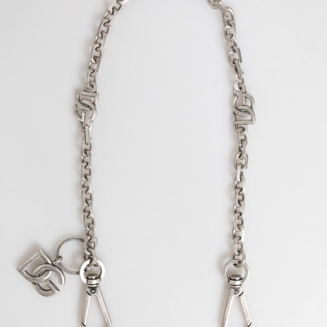 Dolce & Gabbana Silver Tone Brass DG Logo Detailing Chain Men Necklace