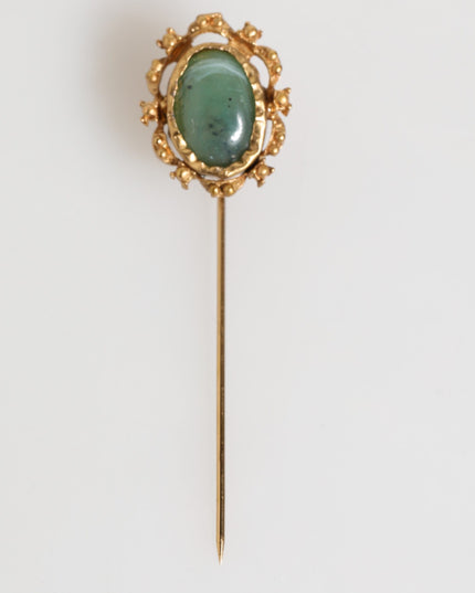 Dolce & Gabbana Gold Tone Green Stone Antique Men Accessory Brooch Pin