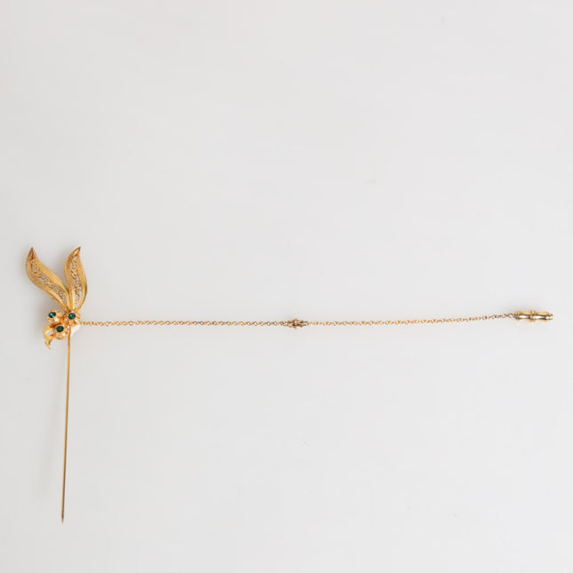 Dolce & Gabbana Gold Tone 925 Sterling Silver Crystal Chain Pin Brooch