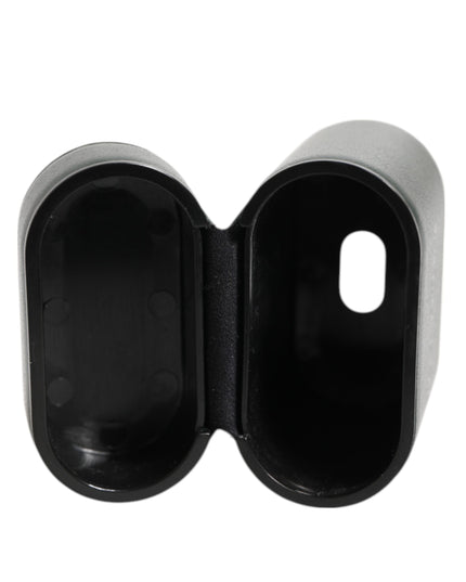 Dolce & Gabbana Black Leather Logo Print Flip Holder Men Airpods Case