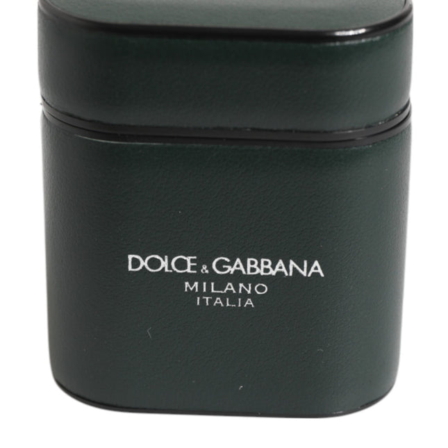 Dolce & Gabbana Black Leather Logo Print Flip Holder Men Airpods Case