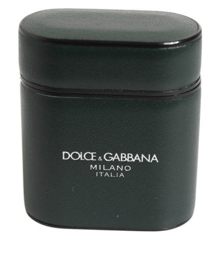 Dolce & Gabbana Black Leather Logo Print Flip Holder Men Airpods Case