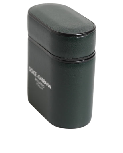 Dolce & Gabbana Black Leather Logo Print Flip Holder Men Airpods Case