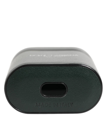 Dolce & Gabbana Black Leather Logo Print Flip Holder Men Airpods Case