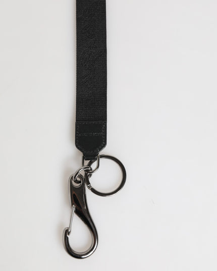 Dolce & Gabbana Black Yellow Polyester DG Logo Silver Keychain Keyring