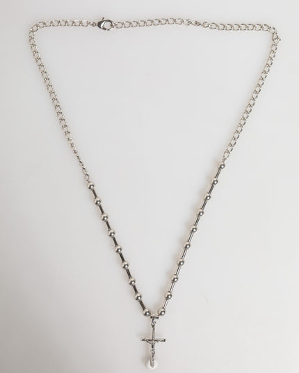 Dolce & Gabbana Silver Tone Brass Chain Religious Cross Pendant Necklace