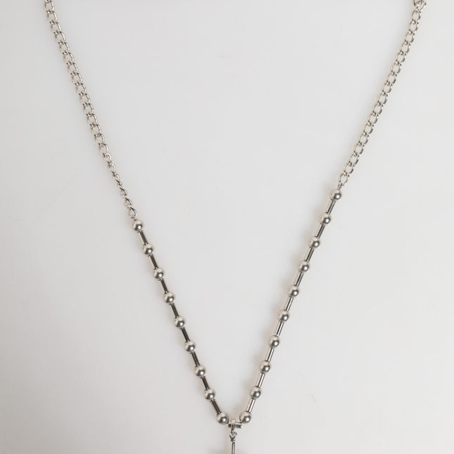 Dolce & Gabbana Silver Tone Brass Chain Religious Cross Pendant Necklace