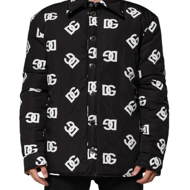Dolce & Gabbana Black DG Monogram Nylon Windbreaker Jacket