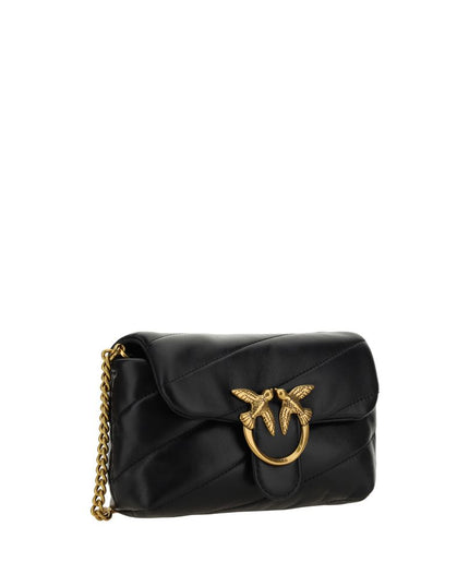 PINKO Black Calf Leather Bos Taurus Shoulder Bag