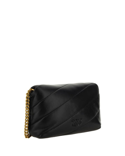 PINKO Black Calf Leather Bos Taurus Shoulder Bag