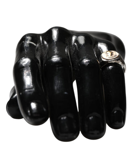 Dolce & Gabbana Silver Tone Engraved Two Color Real Brass Ring