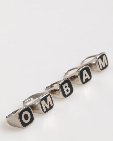 Dolce & Gabbana Silver Tone Brass Lettering Set 5 Pieces Adjustable Ring