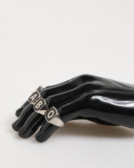 Dolce & Gabbana Silver Tone Brass Lettering Set 5 Pieces Adjustable Ring