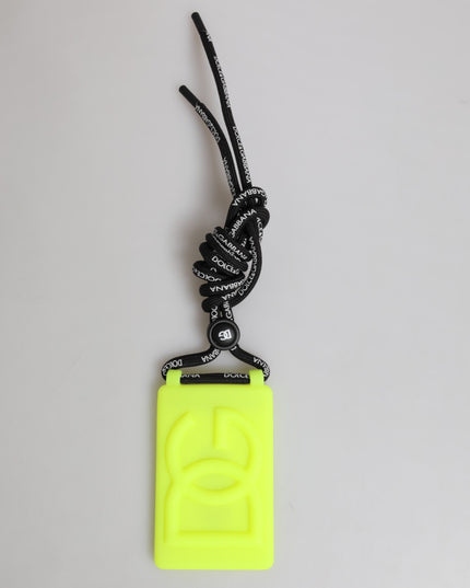 Dolce & Gabbana Yellow Green Rubber DG Embossed Adjustable Badge Holder