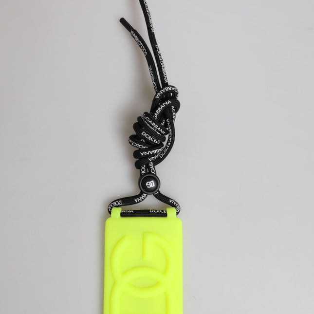 Dolce & Gabbana Yellow Green Rubber DG Embossed Adjustable Badge Holder