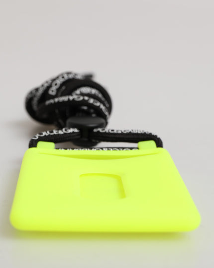 Dolce & Gabbana Yellow Green Rubber DG Embossed Adjustable Badge Holder
