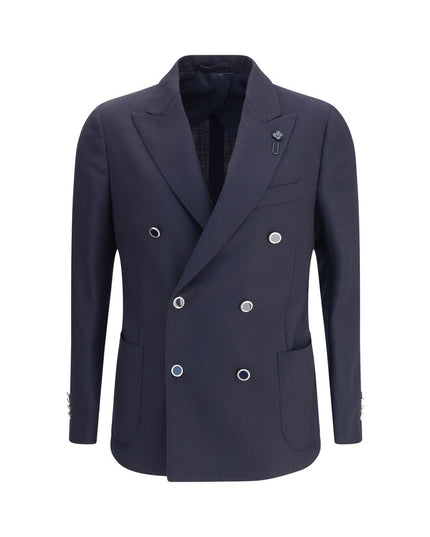 Lardini Blue Fleece Wool Blazer
