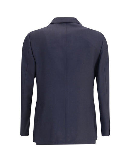 Lardini Blue Fleece Wool Blazer