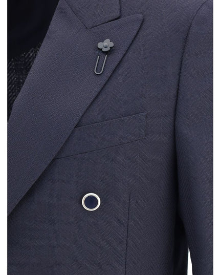Lardini Blue Fleece Wool Blazer