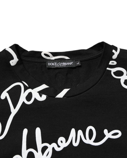 Dolce & Gabbana Black Logo Print Cotton Crew Neck T-shirt