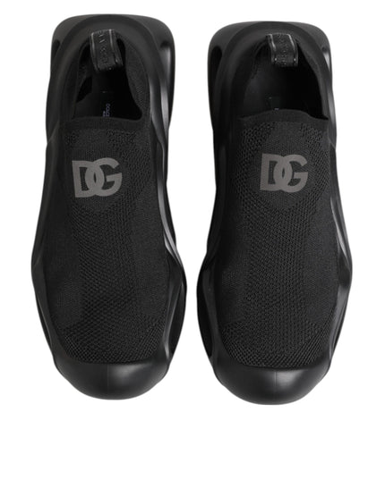 Dolce & Gabbana Black Slip On Wave Low Top Men Sneaker Shoes