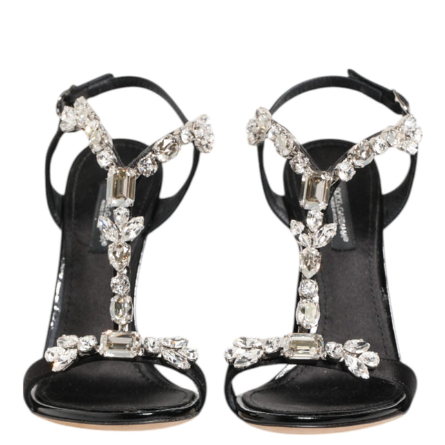 Dolce & Gabbana Black Keira Crystals Heels Sandals Shoes