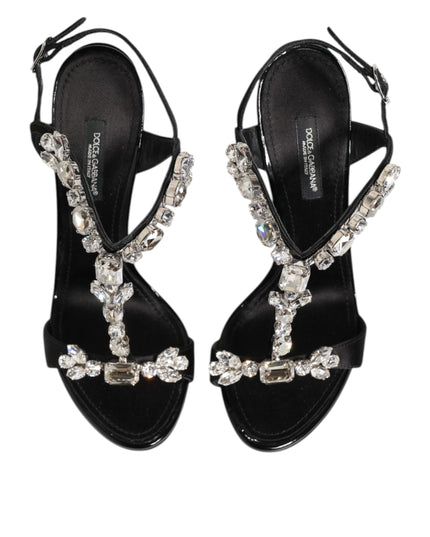 Dolce & Gabbana Black Keira Crystals Heels Sandals Shoes