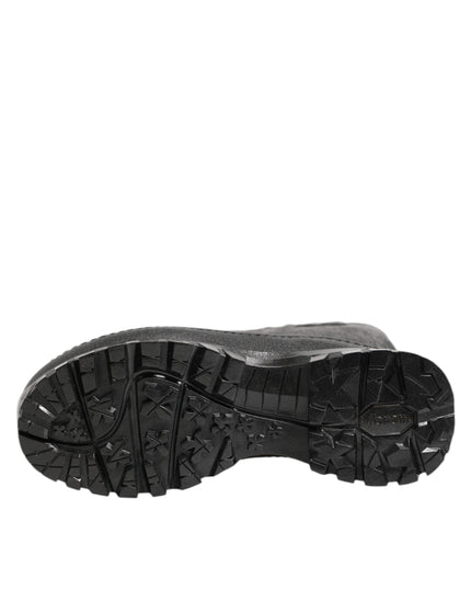 Dolce & Gabbana Metallic Black Pull On Rain Boots Men Shoes