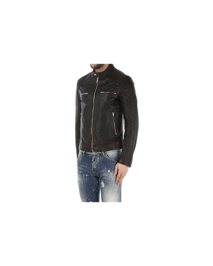 Dolce & Gabbana Black Goatskin Men Jacket
