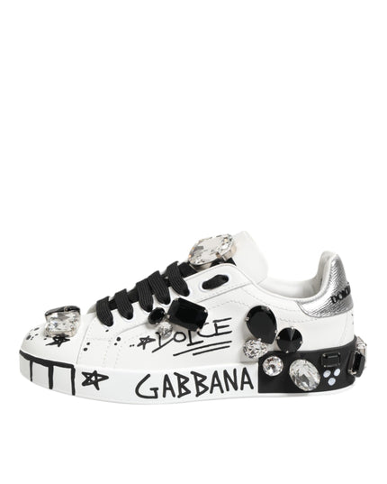 Dolce & Gabbana White Portofino Crystal Sneakers  Shoes