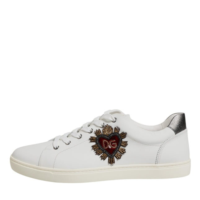 Dolce & Gabbana White Sacred Heart Men Low Top Sneakers Shoes