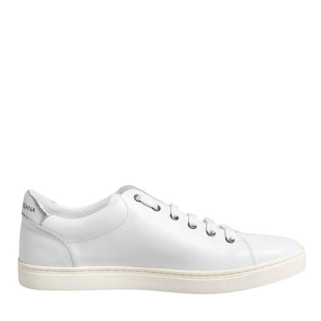 Dolce & Gabbana White Crown Bee Leather Low Top Sneakers Shoes