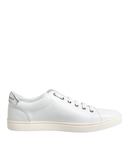 Dolce & Gabbana White Crown Bee Leather Low Top Sneakers Shoes