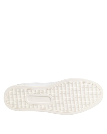 Dolce & Gabbana White Crown Bee Leather Low Top Sneakers Shoes