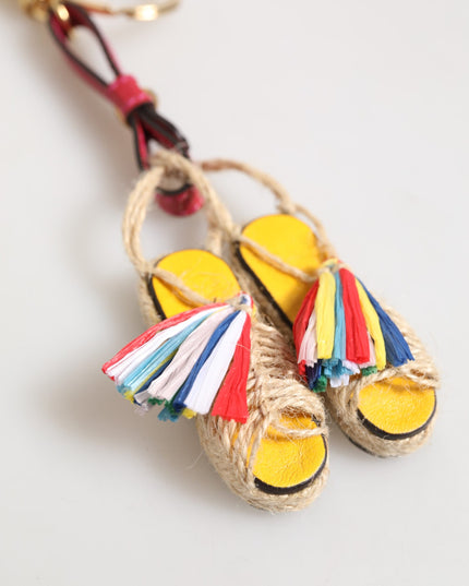 Dolce & Gabbana Red Yellow Mini Espadrille Style Charm Keychain Keyring