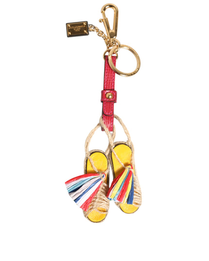 Dolce & Gabbana Red Yellow Mini Espadrille Style Charm Keychain Keyring