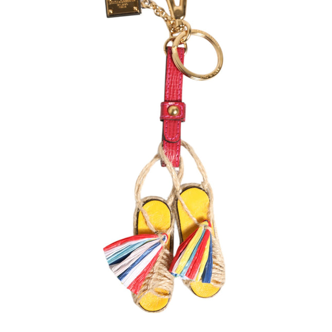 Dolce & Gabbana Red Yellow Mini Espadrille Style Charm Keychain Keyring