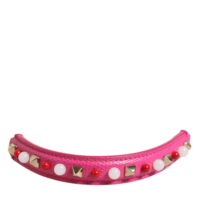 Dolce & Gabbana Pink Embellished Leather Bag Handle Women Shoulder Strap