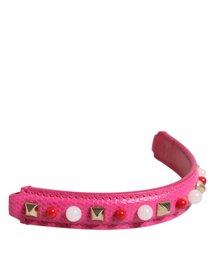 Dolce & Gabbana Pink Embellished Leather Bag Handle Women Shoulder Strap