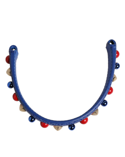 Dolce & Gabbana Blue Embellished Leather Bag Handle Women Shoulder Strap